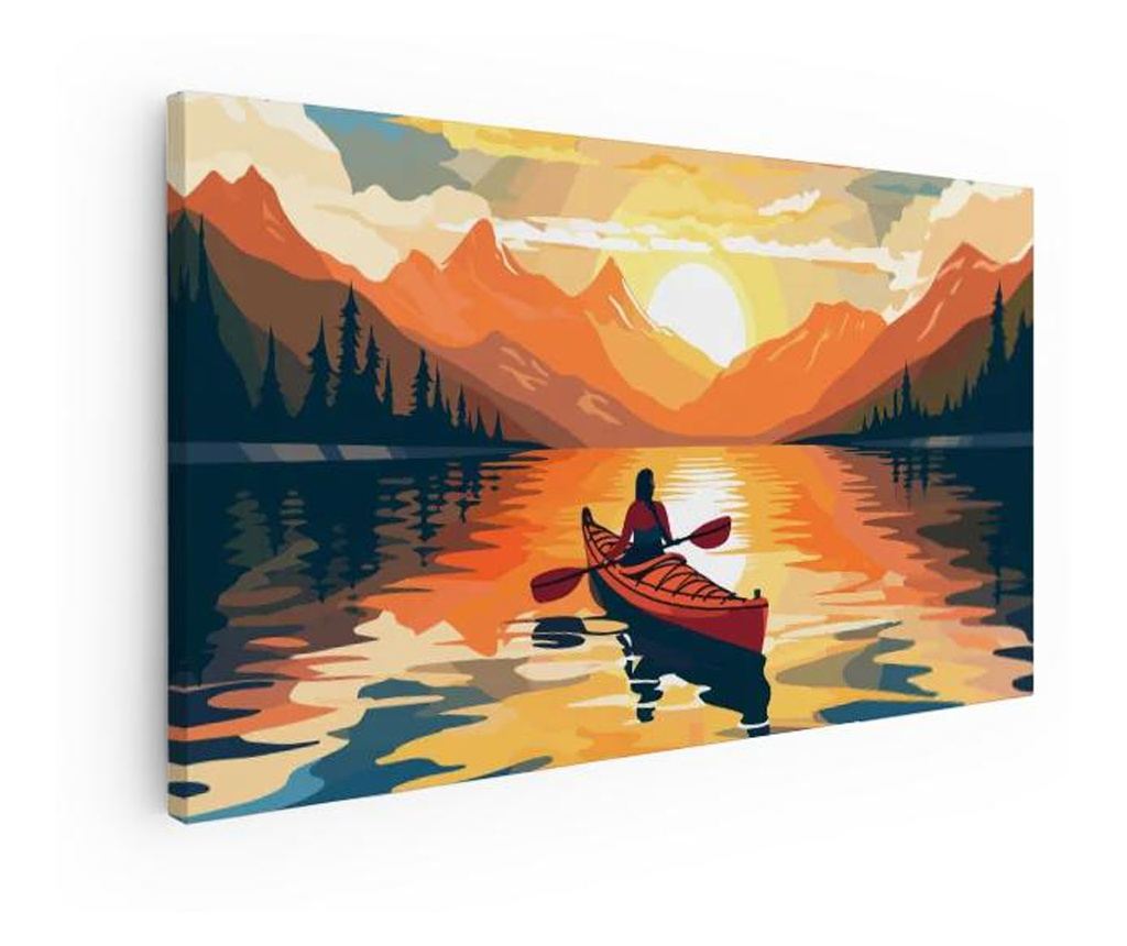 Vászonkép, Boat Sunset Woman, 100x200 cm - 5