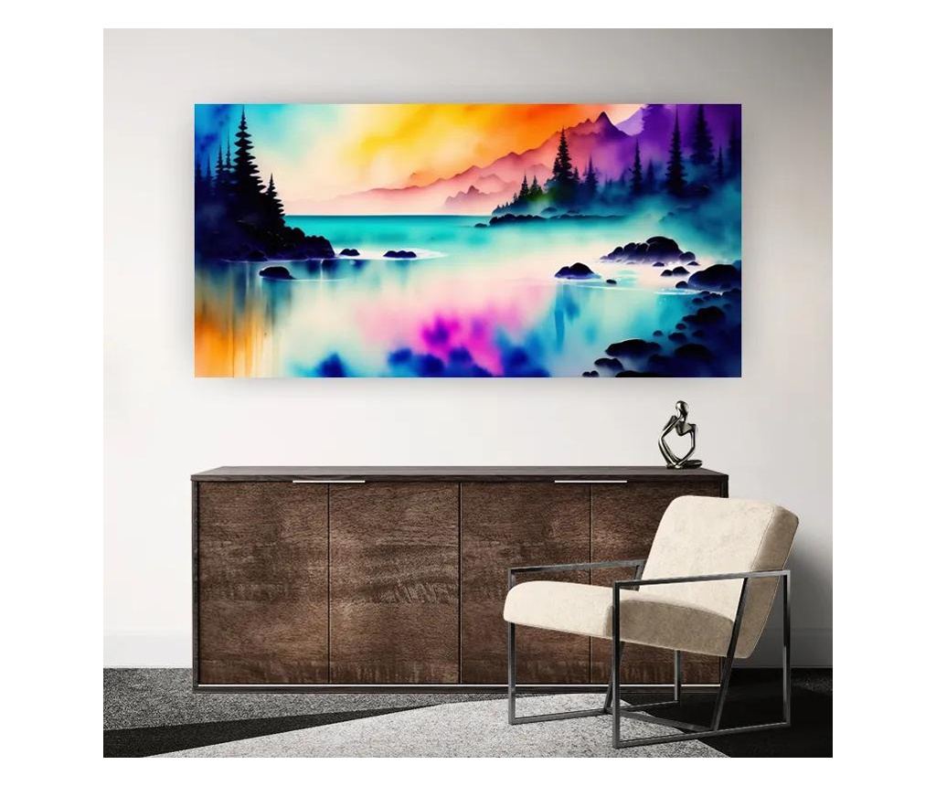 Vászonkép, Lake Painting, 60x120 cm - 4