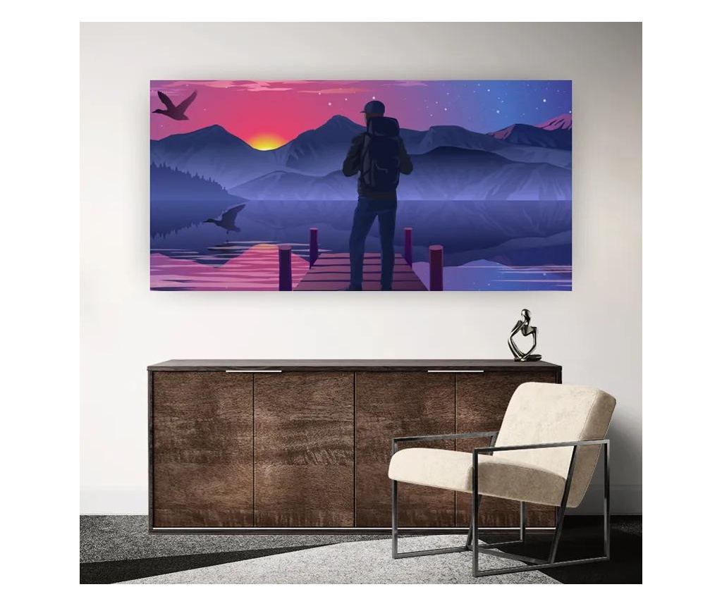 Vászonkép, Lake Pink Night, 80x160 cm - 5