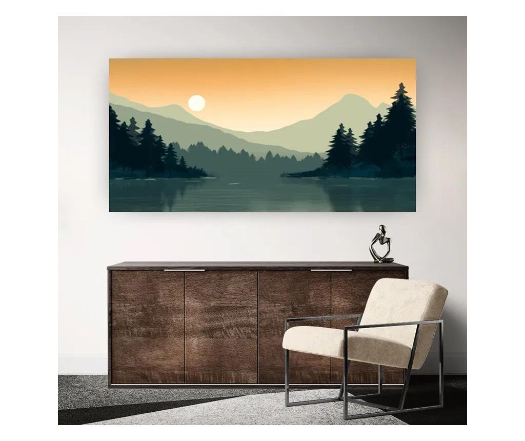 Vászonkép, Mountain Green Lake, 60x120 cm - 4