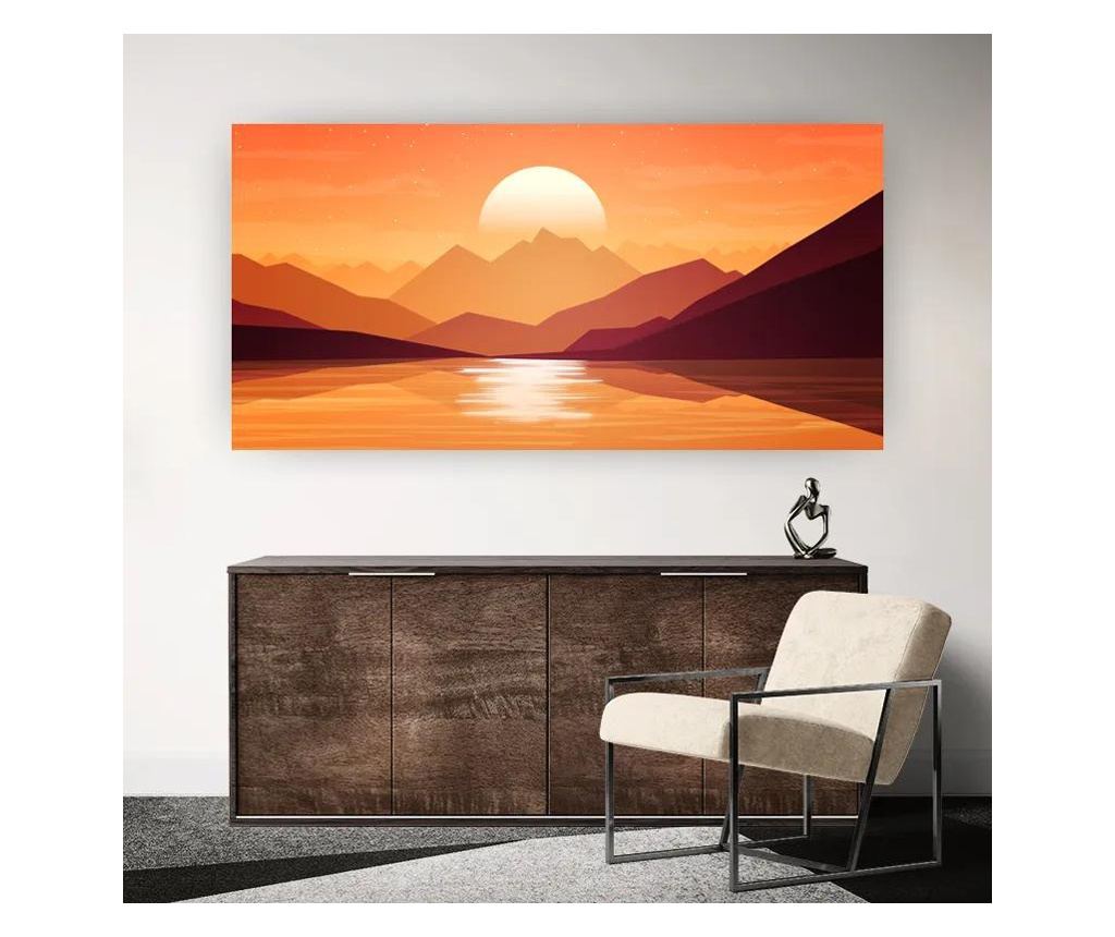 Vászonkép, Orange Mountain Lake, 100x200 cm - 4