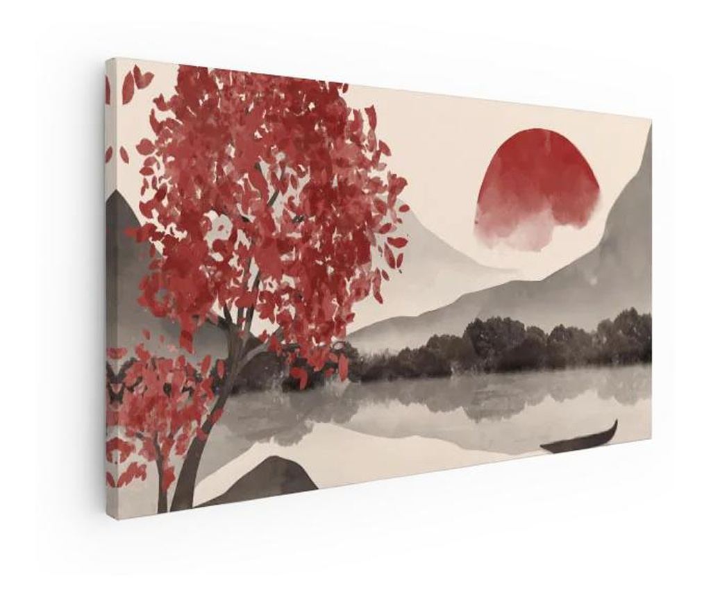 Vászonkép, Red Moon Lake, 100x200 cm - 4