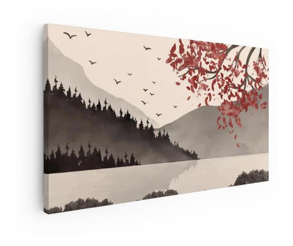 Vászonkép, Red Tree Lake, 60x120 cm - 4