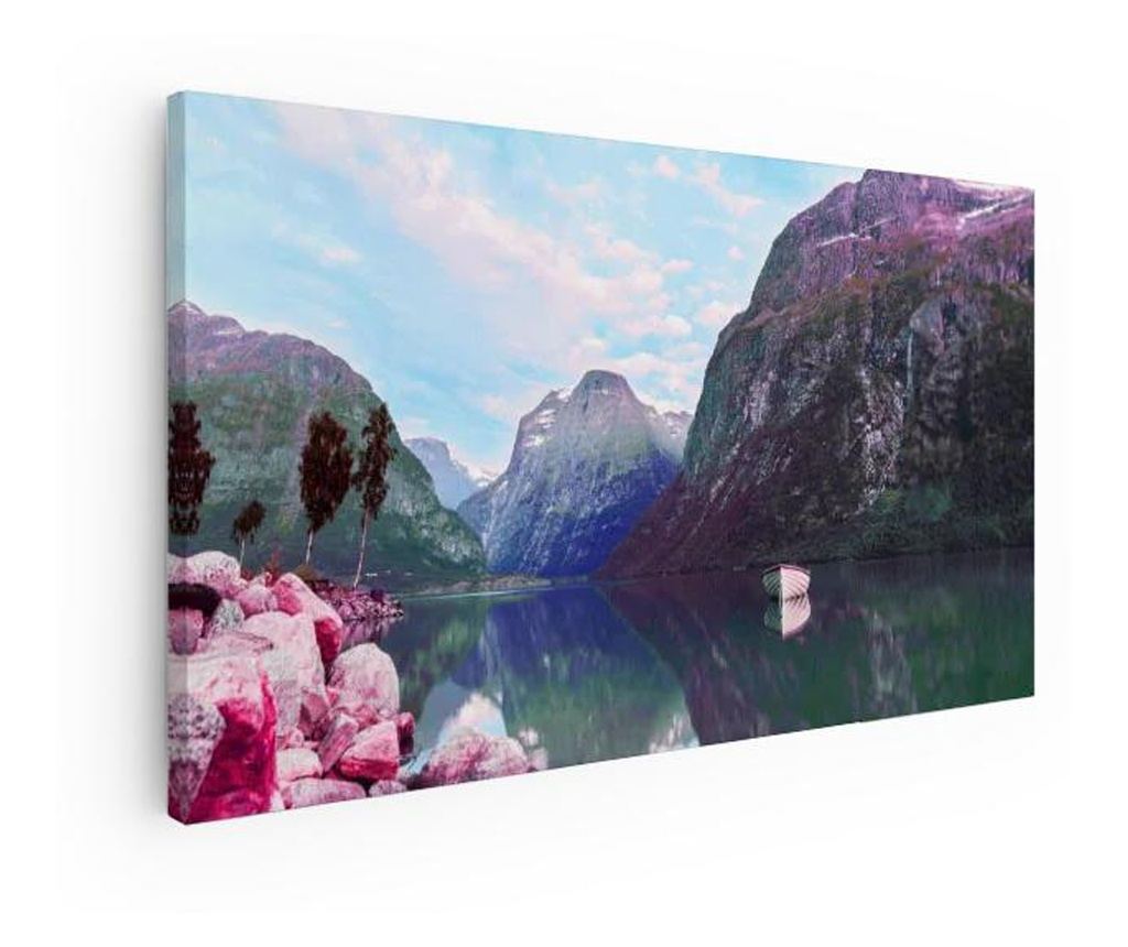 Vászonkép, Retro Vaporwave Lake, 50x100 cm - 4