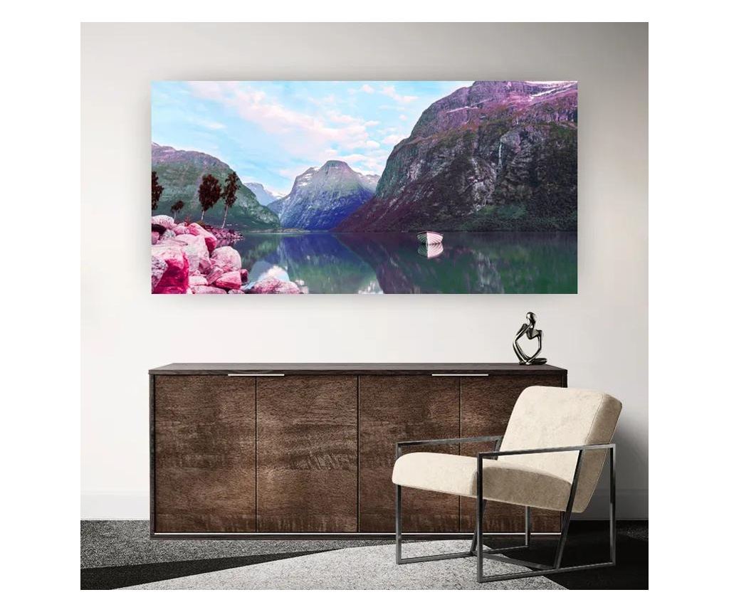 Vászonkép, Retro Vaporwave Lake, 50x100 cm - 5