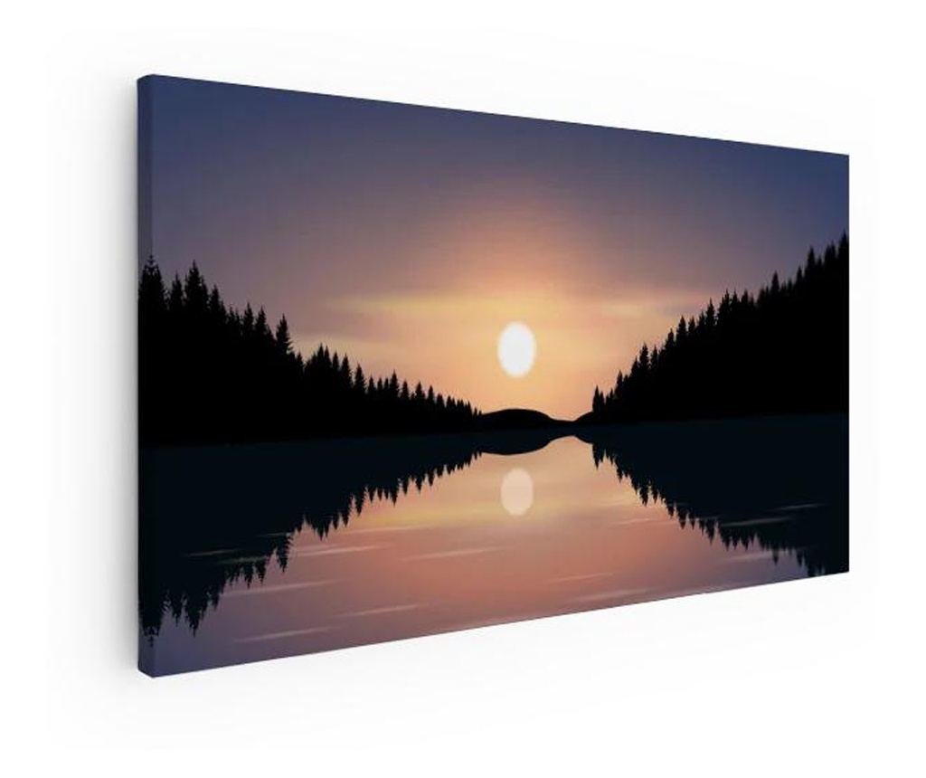 Vászonkép, Sunset Forest Lake, 80x160 cm - 5
