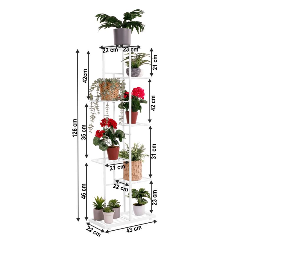 Suport pentru flori din metal alb Bamir 43x22x126 cm - 7