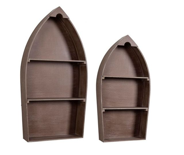 2 db fali polc készlet barna mdf-ből Boat 49 cm x 13 cm x 96,5 h
