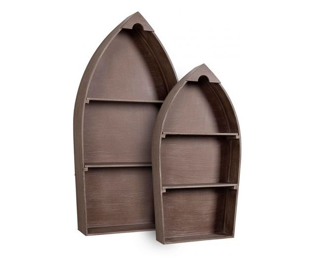 2 db fali polc készlet barna mdf-ből Boat 49 cm x 13 cm x 96,5 h