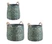 Set od 3 okrugle Lisette zelene drvene košare za pohranu Ø 48 cm x 41 h