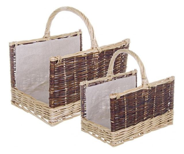 Set od 2 prirodne smeđe košare Kelly od vrbe 50 cm x 38 cm x 30 h