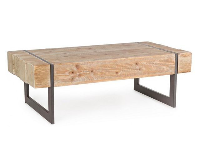 Konferenční stolek Garret s deskou z přírodního dřeva a hnědýma železnýma nohama, 120 cm x 60 cm x 40 cm