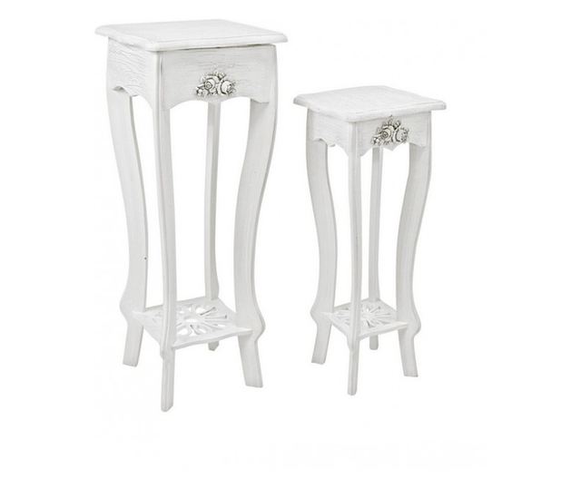 2db asztalkészlet fehér patinás mdf Blanc 30 cm x 30 cm x 78 h