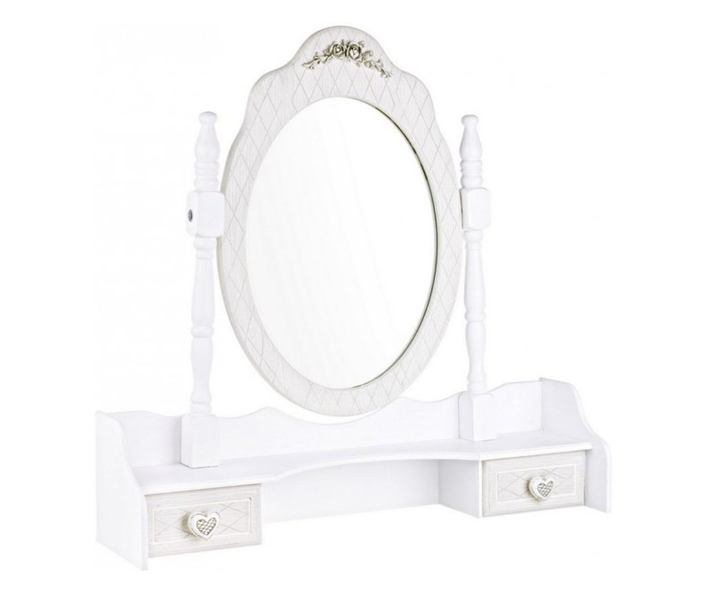 Charlene Bijelo Patinirani MDF Stolno Ogledalo 70,5 cm x 18 cm x 69 v - 2