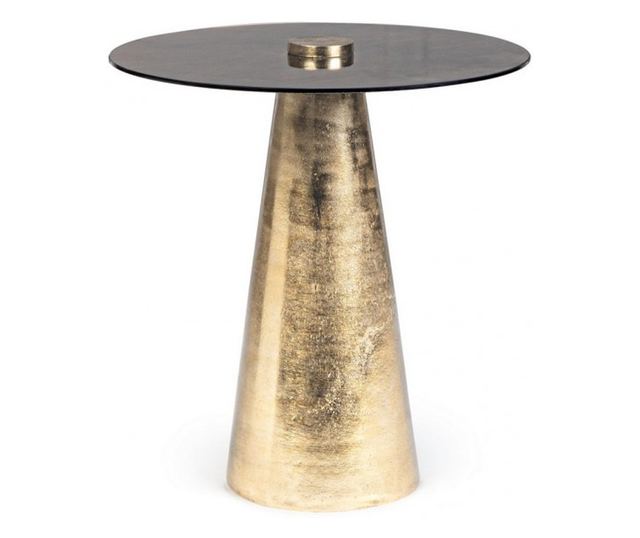 Masuta Cafea Cu Blat Neagra Picior Metal Auriu Dinpal Ø 45 Cm X 47.5 H