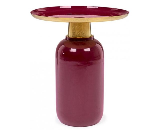 Masuta Cafea Metal Burgundy Auriu Nalima Ø 40.5 Cm X 45.5 H