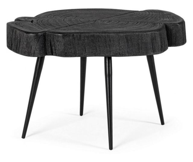 Stolić za kavu sa željeznim nogama i crnom drvenom pločom Zakia 46 cm x 35 cm x 30 h