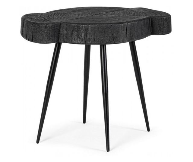 Stolić za kavu sa željeznim nogama i crnom drvenom pločom Zakia 45 cm x 35 cm x 40 h
