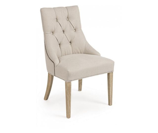 Szék fa háttámlával és krémszínű pamut kárpittal Cally 51 cm x 61 cm x 90 hx 45 h