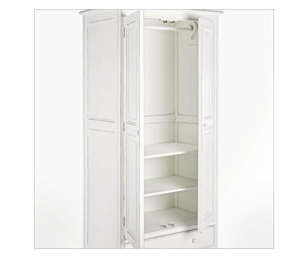 2 ajtós, 1 fiókos antik fehér fa szekrény 90 cm x 55 cm x 190 cm - 9