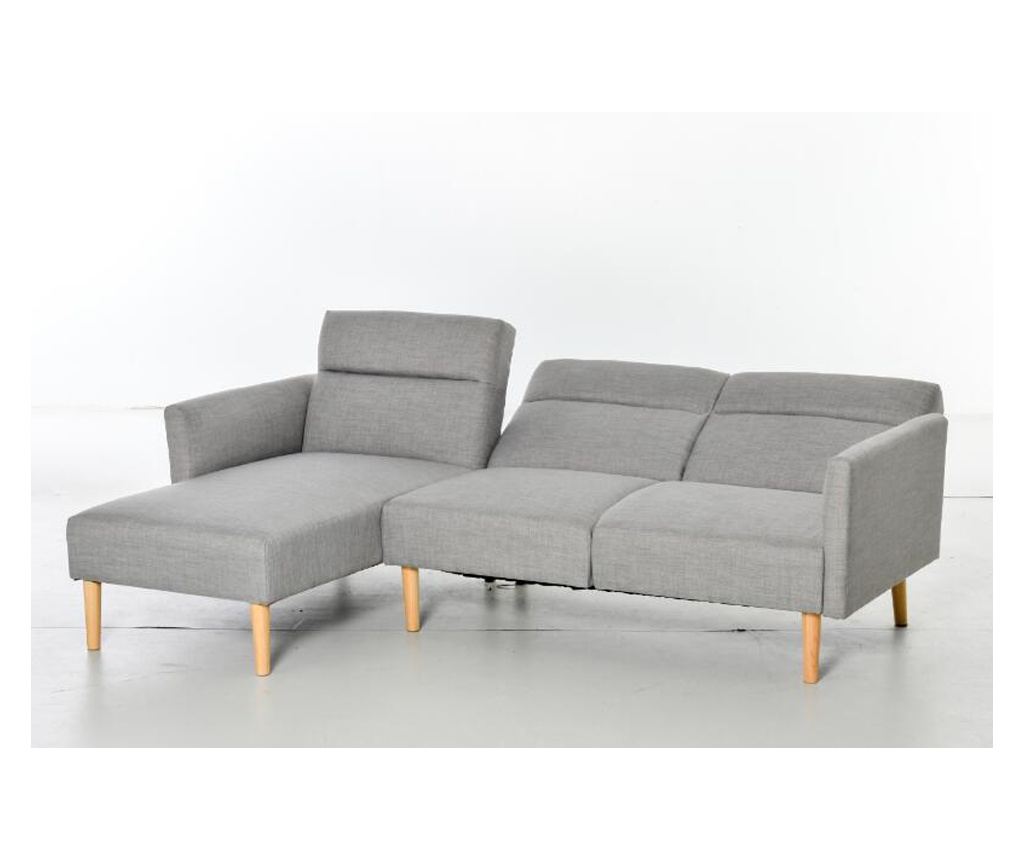 Регулируем ъглов диван с 3 места в скандинавски стил, сив плат - 2