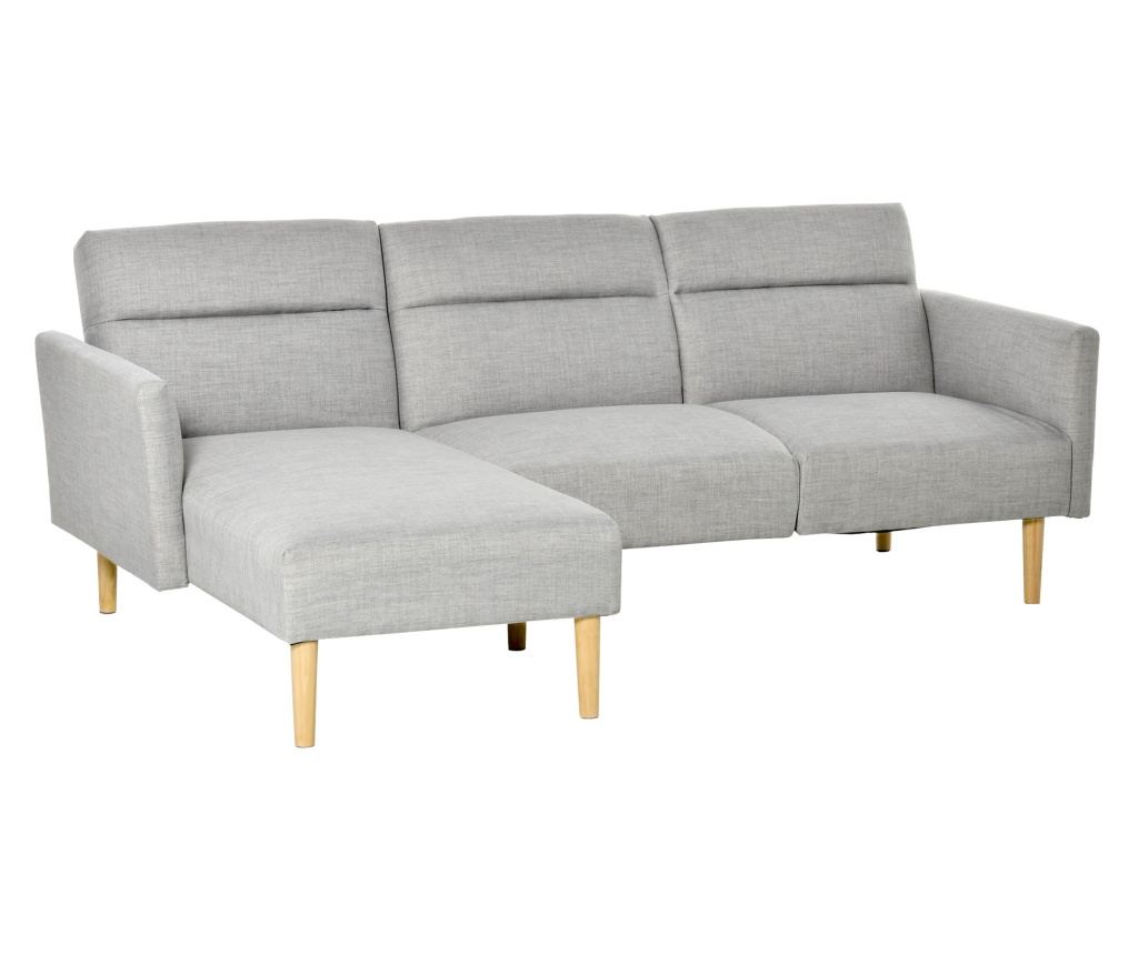 Регулируем ъглов диван с 3 места в скандинавски стил, сив плат - 3