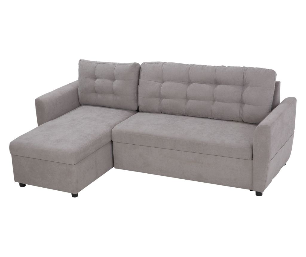 Троен ъглов диван с функция сън и лежанка с място за съхранение, текстил - 3