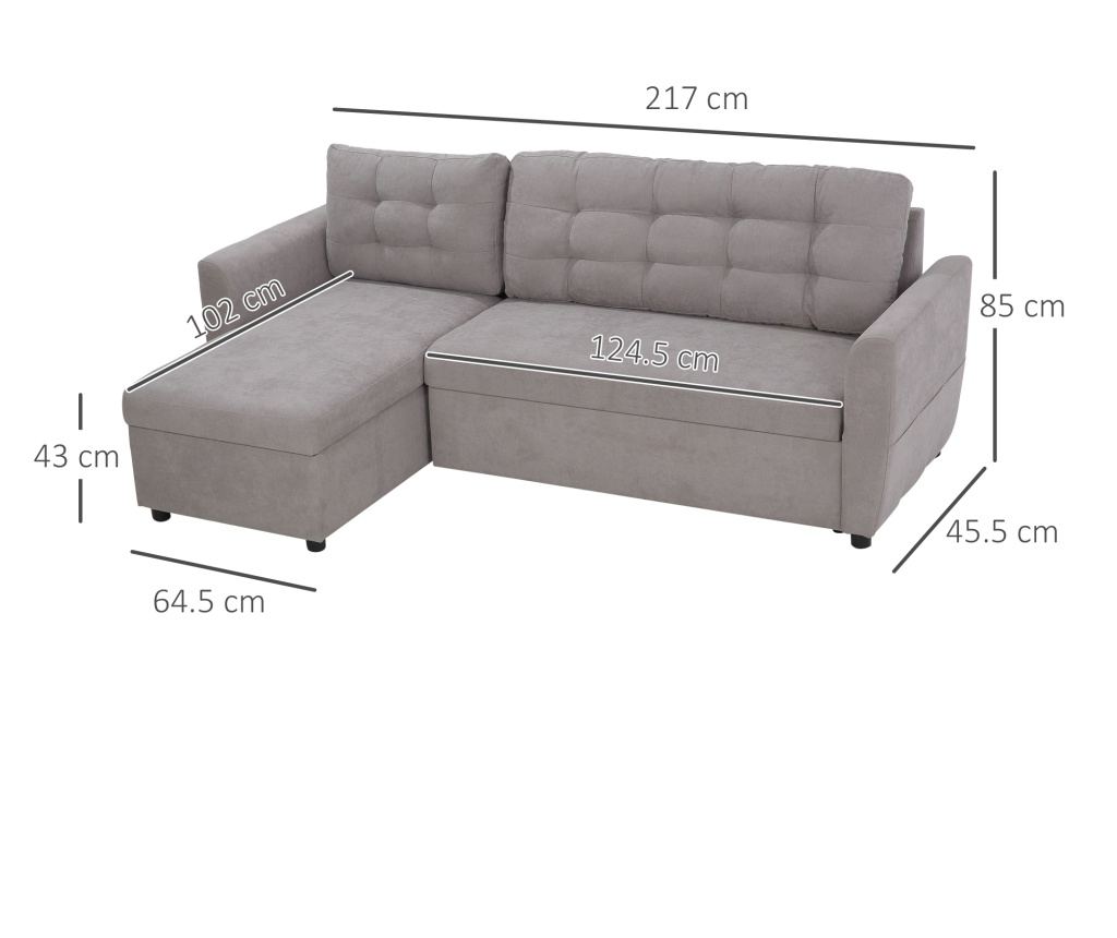 Троен ъглов диван с функция сън и лежанка с място за съхранение, текстил - 8