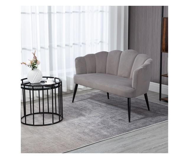 132 cm Velvet Sofa for Bedroom, Modern Furniture, Small Upholstered Couch for Small Spaces, Grey