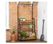 Suport de flori cu 3 niveluri cu carlige din lemn de brad si metal pentru interior si exterior, 80x36x174 cm, culoare negru si l thumbnail 3