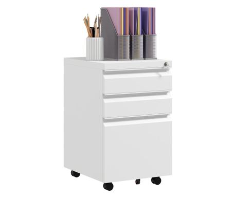 Dulap de Arhivare Mobil cu 3 Sertare pe Roti, din Otel cu Inchidere cu Cheie si Bara de Agatat Reglabila pentru Format Letter, A