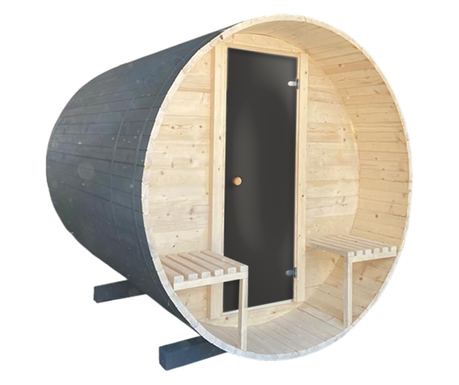 Sauna exterioară - Sauna Uscată - Lemn de brad - Colecția Antracit - Până la 400cm - 1900mm x 2200mm, Soba pe lemne