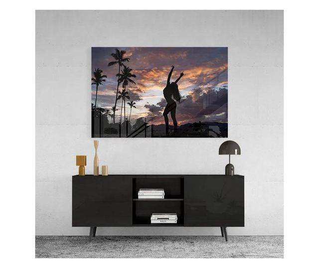 Tablou Sticla, Tropical Sunset Girl, 80x120cm
