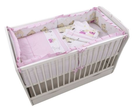 Posteljnina MyKids Teddy Play Pink M1 4+1 Kos 120x60