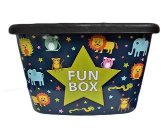 Kućica za pohranu za djecu, 50 litara, FUN BOX V2, višebojno sa životinjicama