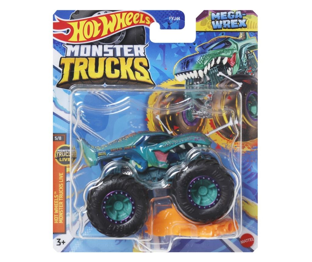 Hot Wheels Megatruck met ruimte voor maximaal 50 auto's (schaal 1:64), voor 3 jaar en ouder,​ met graphics van 50ste verjaardag Hot Wheels, GWT37