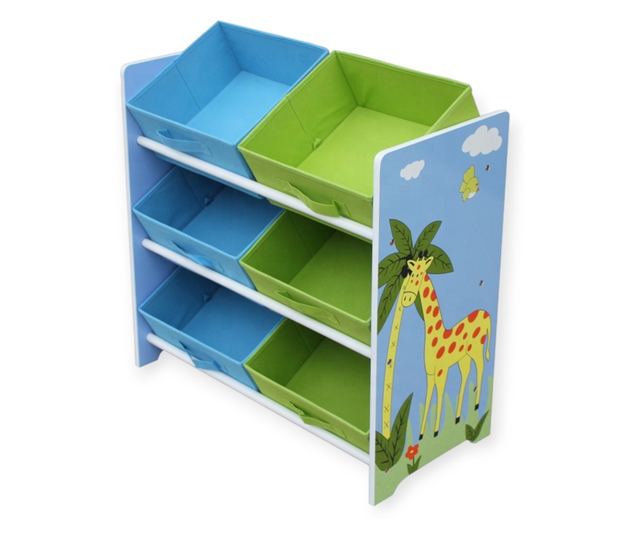 Játékrendező GINGER HOME, gyerekszoba polc tároló dobozokkal, SAVANNA