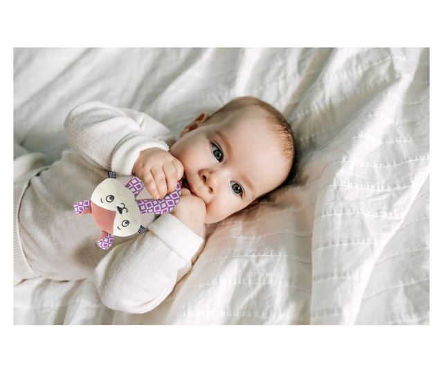 Csörgő plüss játék cica, 3 hónap+, BabyJem (Szín: Sárga)