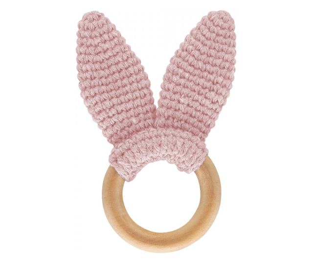 Pamut fogzású játék fából készült gyűrűvel BabyJem Amigurumi (Szín: szürke)