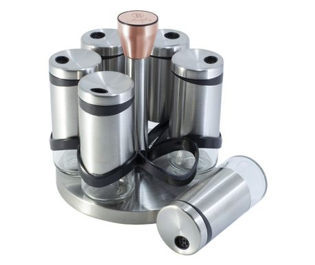 Set od 6 staklenki za začine, 120 ml, rotirajući stalak od nehrđajućeg čelika, Berlinger Haus, BH 1992