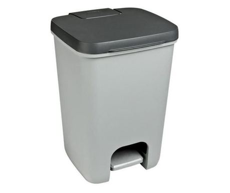 Cos de gunoi cu pedala, plastic, gri, 20 L, 30.3x29.4x42.8 cm, Curver