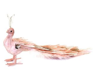 Decoratiune Craciun, Paun, roz, 33x12x15 cm