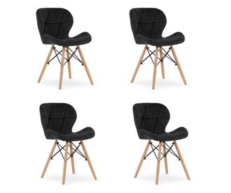 Set 4 scaune stil scandinav, Artool, Lago, catifea, lemn, negru, 48x43x74 cm