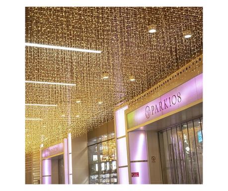 Propojitelné vánoční osvětlení, studená bílá záclona, 8 m x 1 m, 380 LED, 8038B