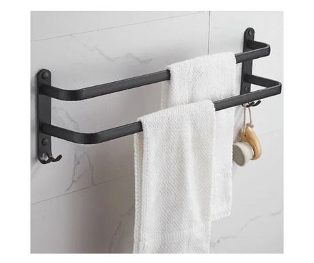 Stenski nosilec za brisače "Mansarda" iz aluminija, dolžina 60 cm, barva mat črna