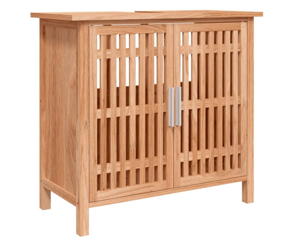 Мебелен комплект за баня, 3 части, масивно дърво орех - 4