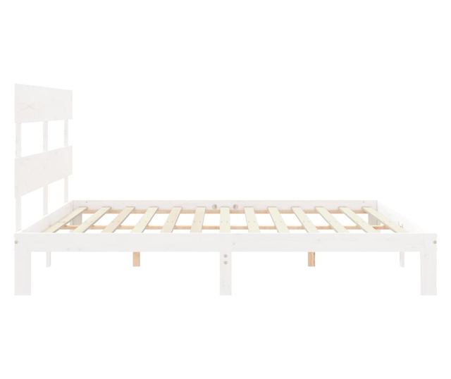 Рамка за легло с табла, бяла, 200x200 см, масивно дърво