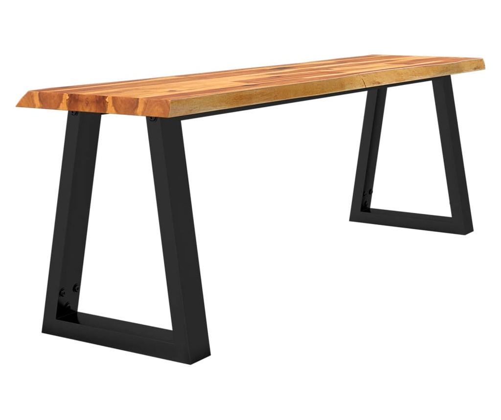 Пейка с естествени ръбове 140 см, масивна дървесина от акация - 3