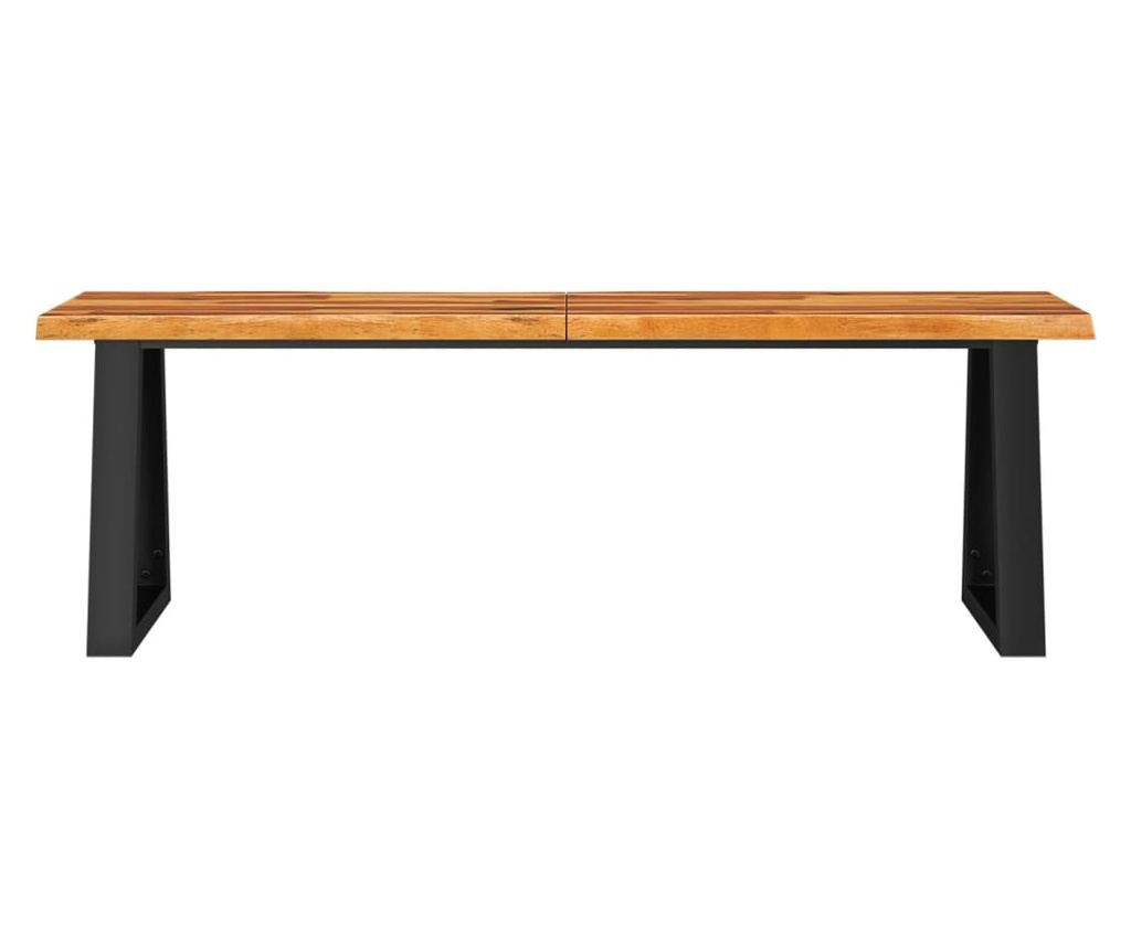 Пейка с естествени ръбове 140 см, масивна дървесина от акация - 4