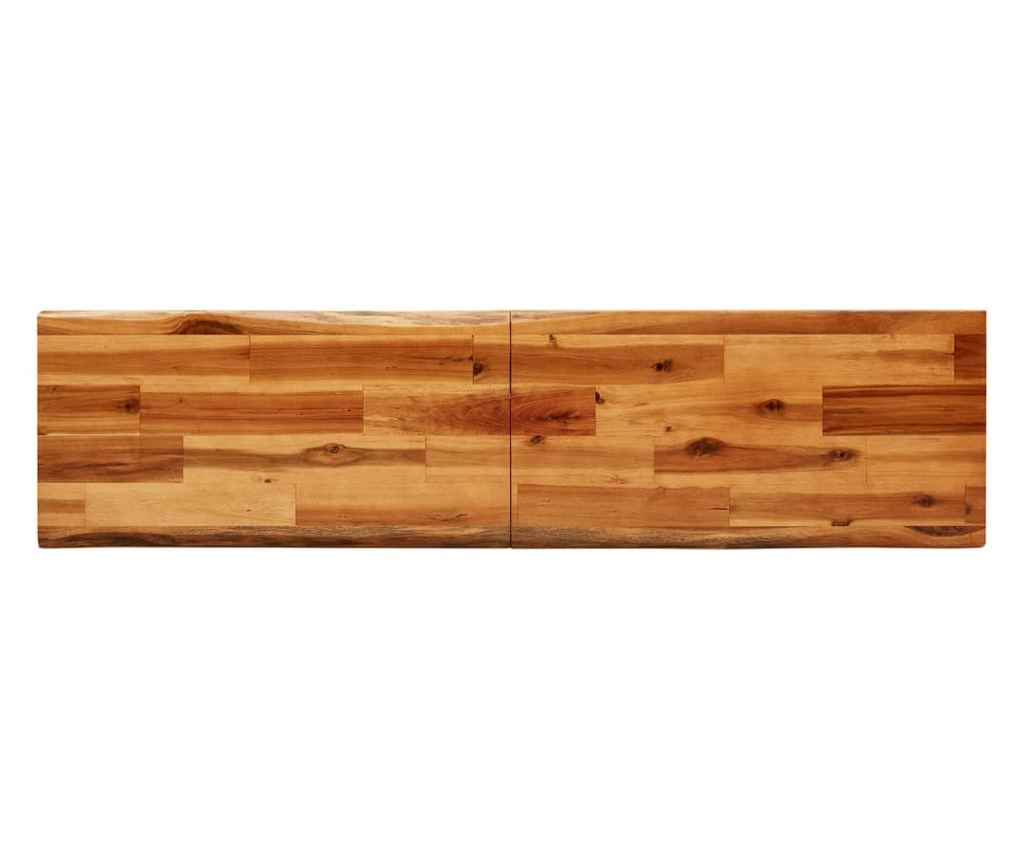 Пейка с естествени ръбове 140 см, масивна дървесина от акация - 6